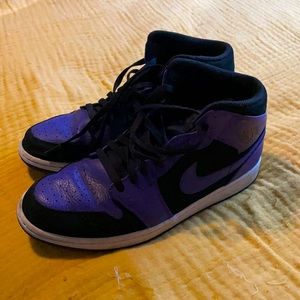 Black and purple air jordans